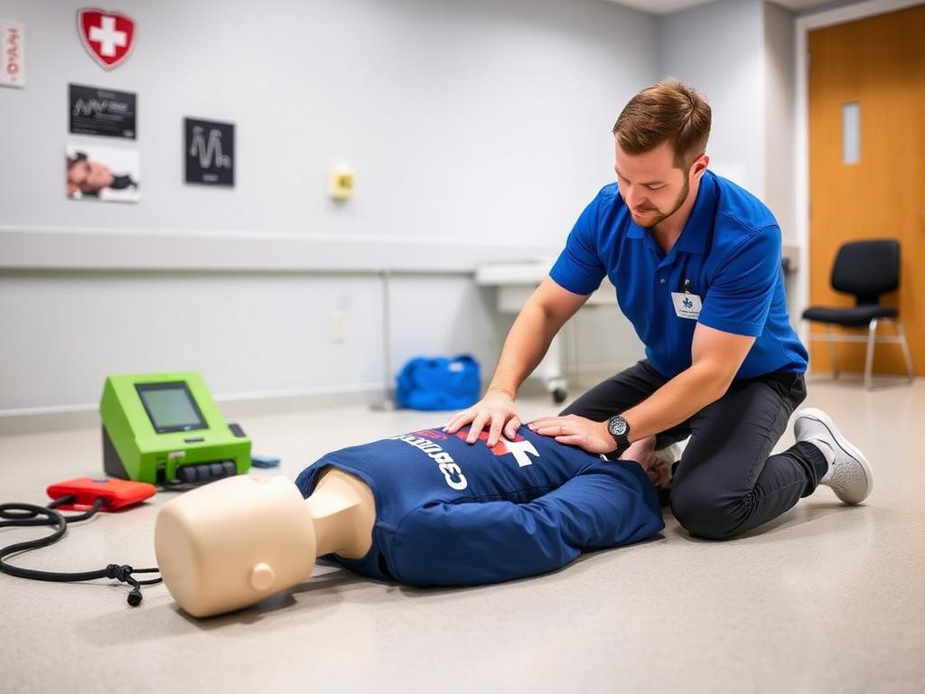 Instructor demostrando maniobras de RCP en un curso de primeros auxilios básicos